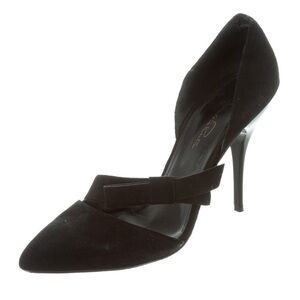Oscar De La Renta Black Velvet Bow Heels Pumps, Size 38.5